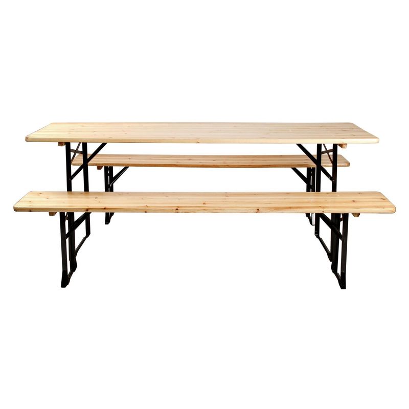 KLIMBER - Set de Mesa y Bancos de Madera para Terraza / Picnic