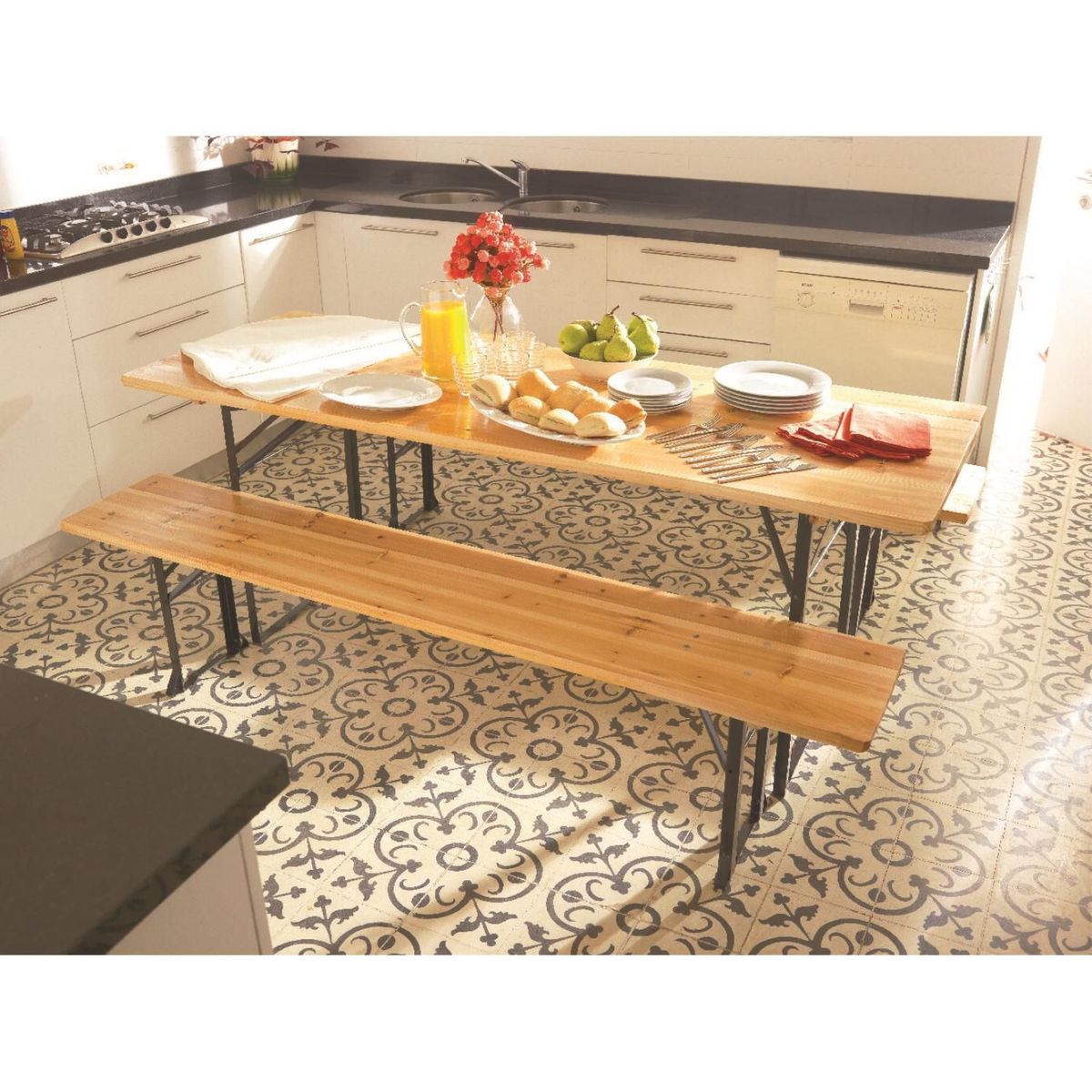 KLIMBER - Juego de Comedor de Madera para Terraza/Picnic