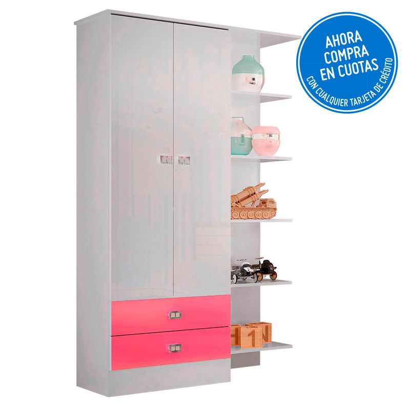 MOVAL - Ropero 2 puertas 2 cajones Rosado