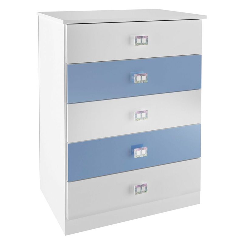 GENIALFLEX - Cómoda 5 cajones blanco/celeste