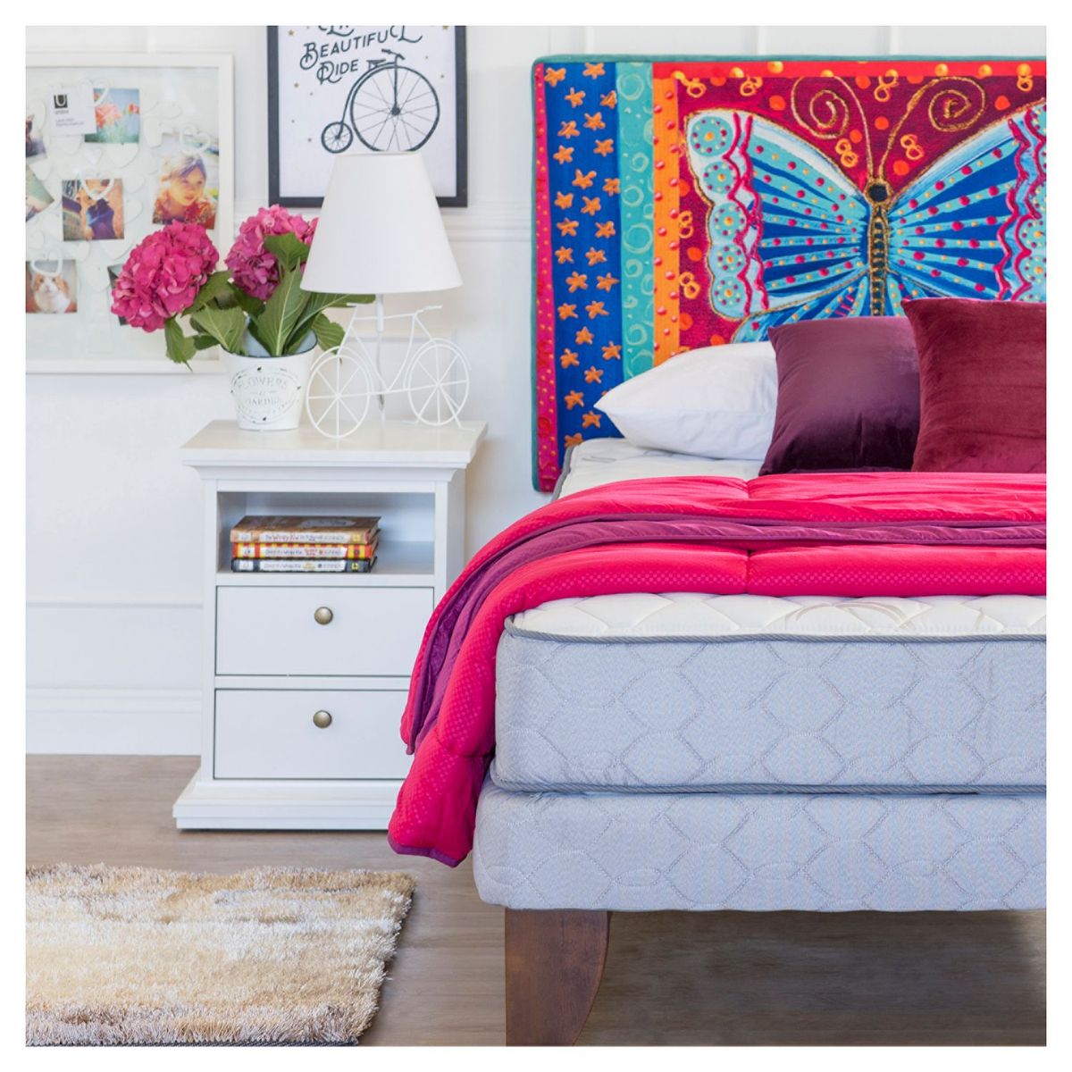 TVILUM - Velador Paris 2 cajones blanco