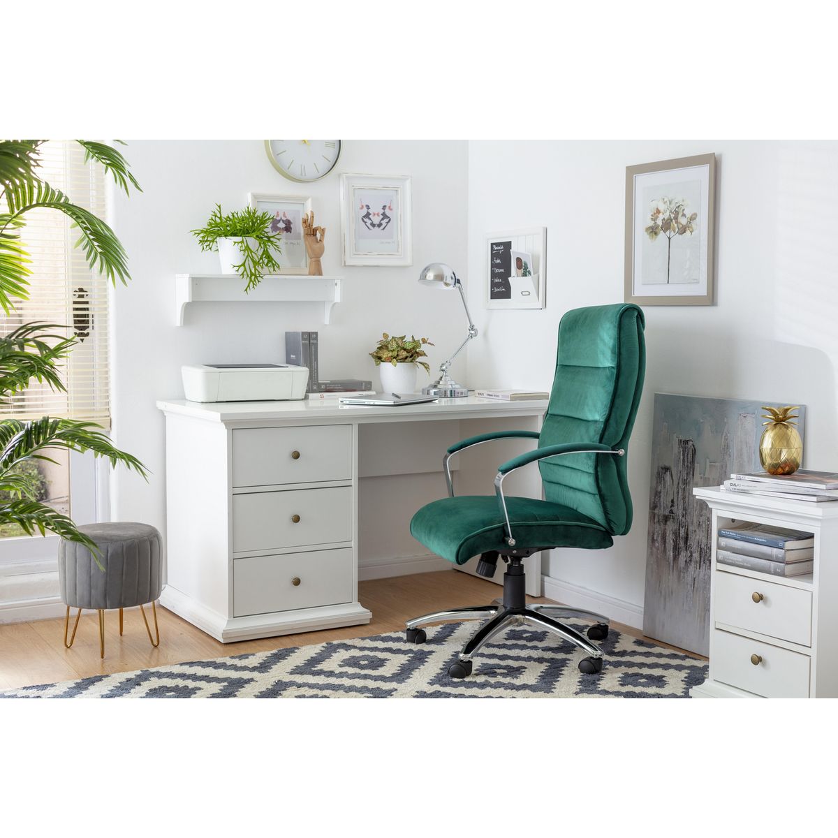 TVILUM - Escritorio de Oficina Melamina Paris Blanco