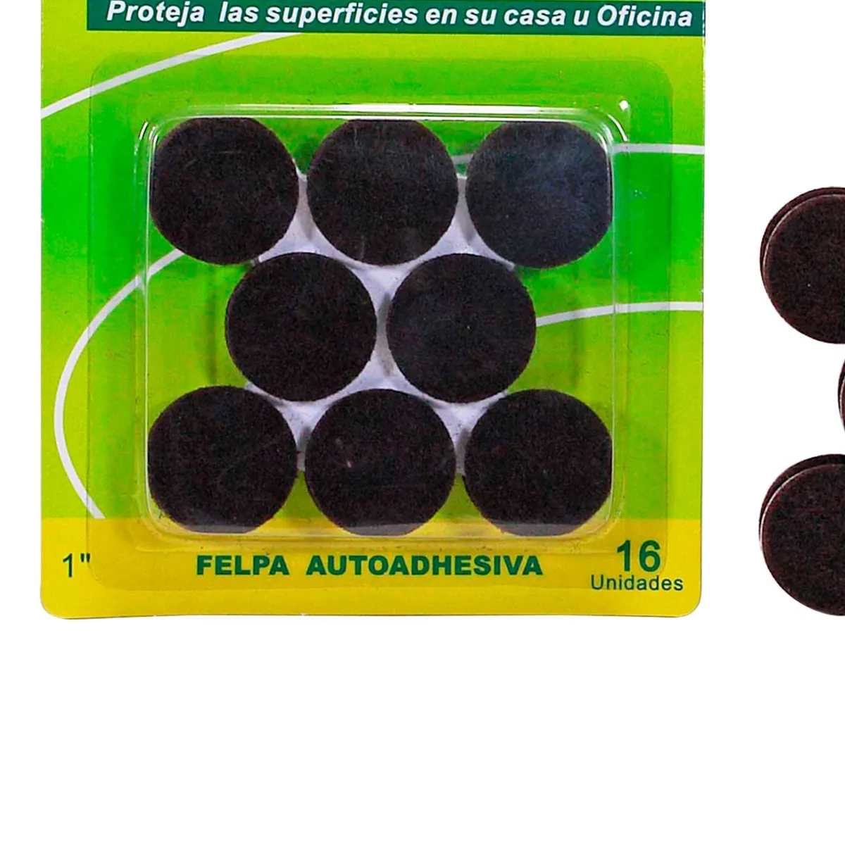 ZENDER - Deslizador para Muebles de Felpa Adhesiva Circular Negro 1" x 16 unid