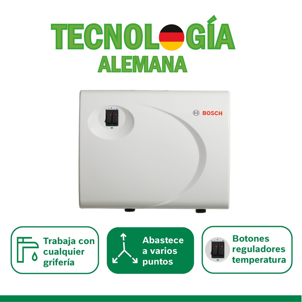 BOSCH - Calentador Eléctrico Bosch Multipunto 9.5kW + Kit