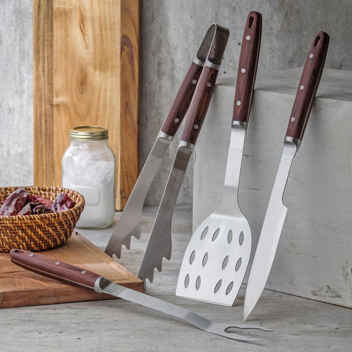 MR BEEF - Set 4 utensilios para parrilla