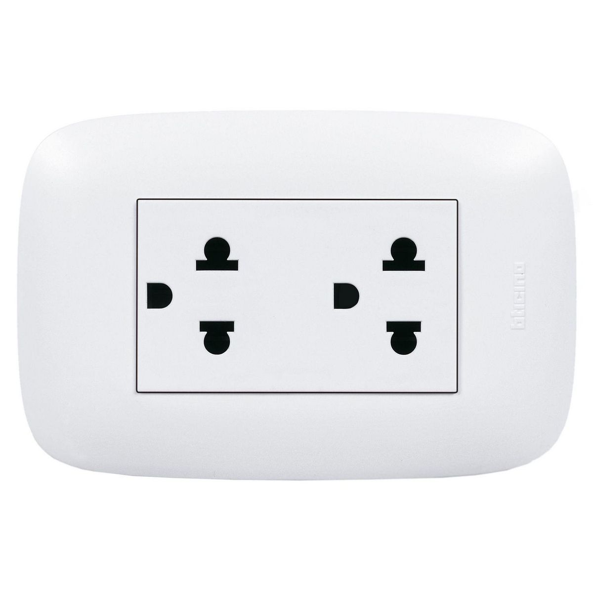 BTICINO - Tomacorriente Doble P/T Domino Sencia Blanco