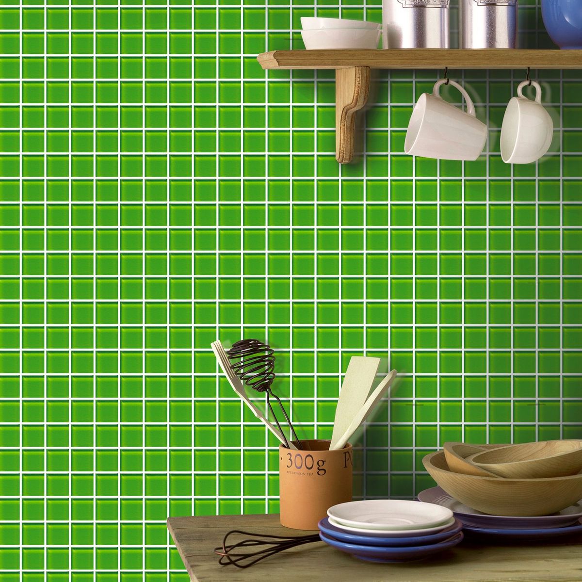 HOLZTEK - Malla Vidrio 30x30cm Verde Limón 4mm