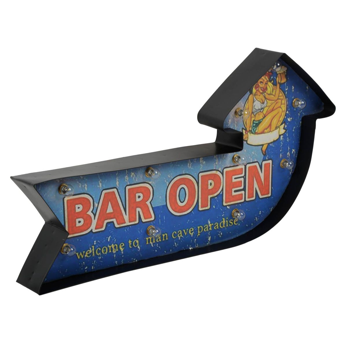 JUST HOME COLLECTION - Cartel de metal Led Bar Open 46x23cm