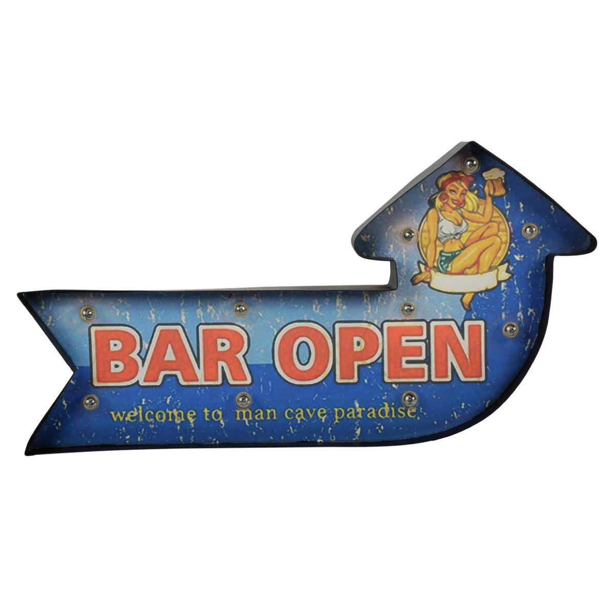 JUST HOME COLLECTION - Cartel de metal Led Bar Open 46x23cm