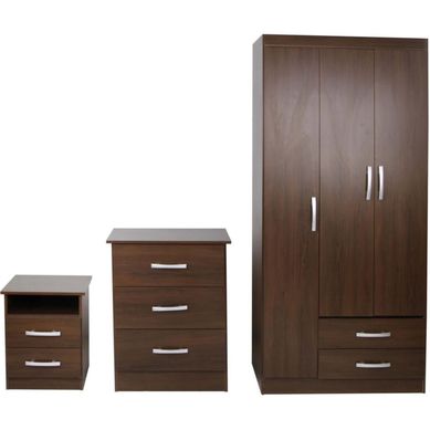 Ropero 3 puertas 2 cajones + Cmoda 3 cajones + Velador Astra