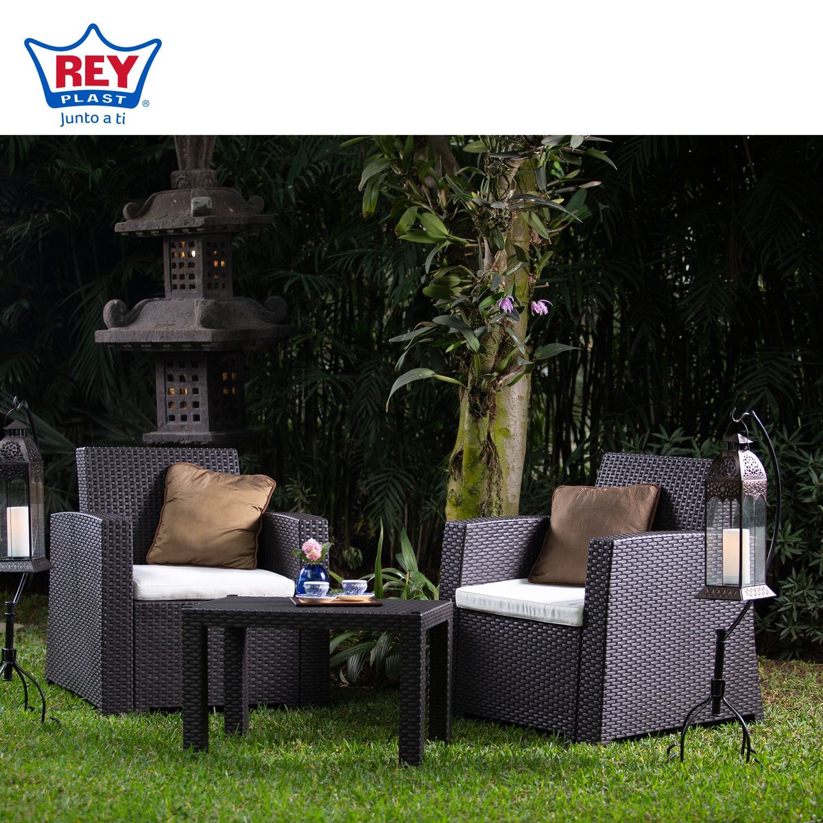 REYPLAST - Juego de Balcon Tavarúa 2 personas Marron Moro