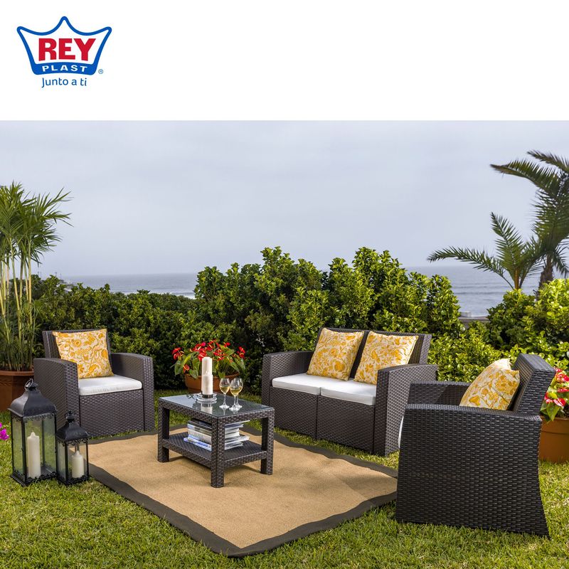 REYPLAST - Juego Living de Terraza Tavarúa 4 personas Marron Moro
