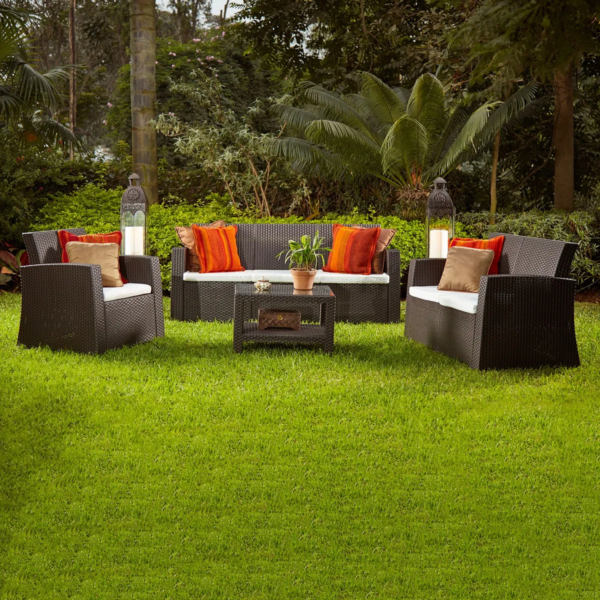 REYPLAST - Juego Living de Terraza Tavarúa 6 personas Marron Moro