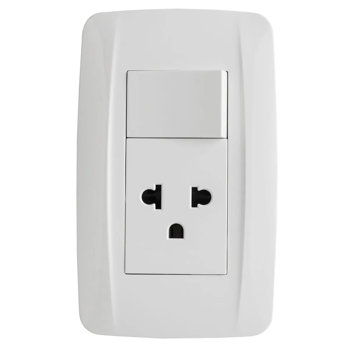 KHOR - Interruptor + Tomacorriente Simple P/T Primmus Blanco