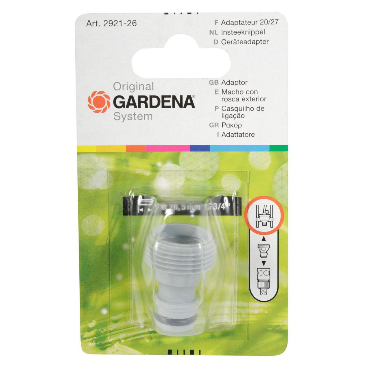 GARDENA - Conector Macho con Rosca Exterior 3/4'' PVC