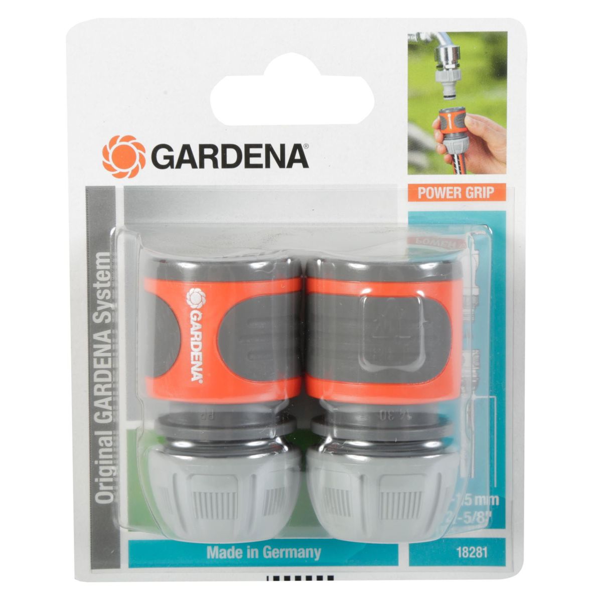 GARDENA - Kit de Conectores para Mangueras 13mm de 1/2" a 5/8" Plástico Naranja/Gris