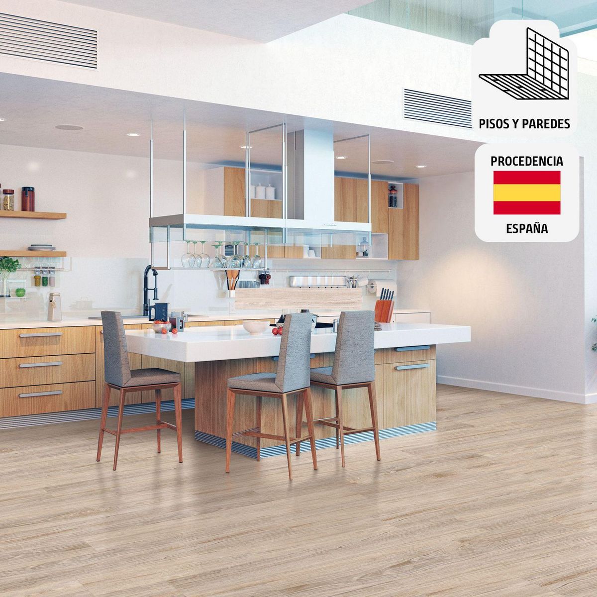 HOLZTEK - Porcelanato Natura Marrón Claro Maderado 20x120cm