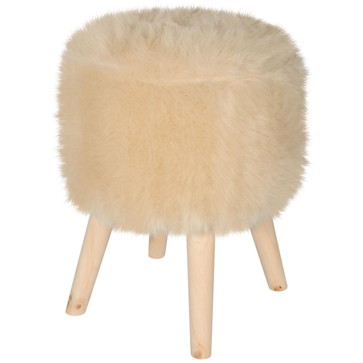 JUST HOME COLLECTION - Puff Circular Peludo Crema