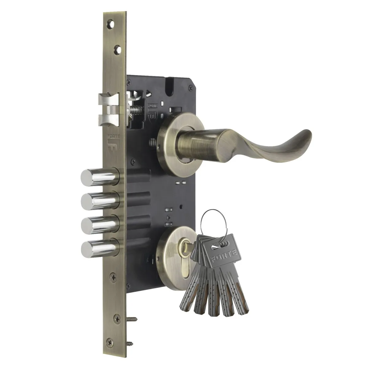 FORTE - Cerradura de Embutir Onda Principal Bronce Izquierdo Forte