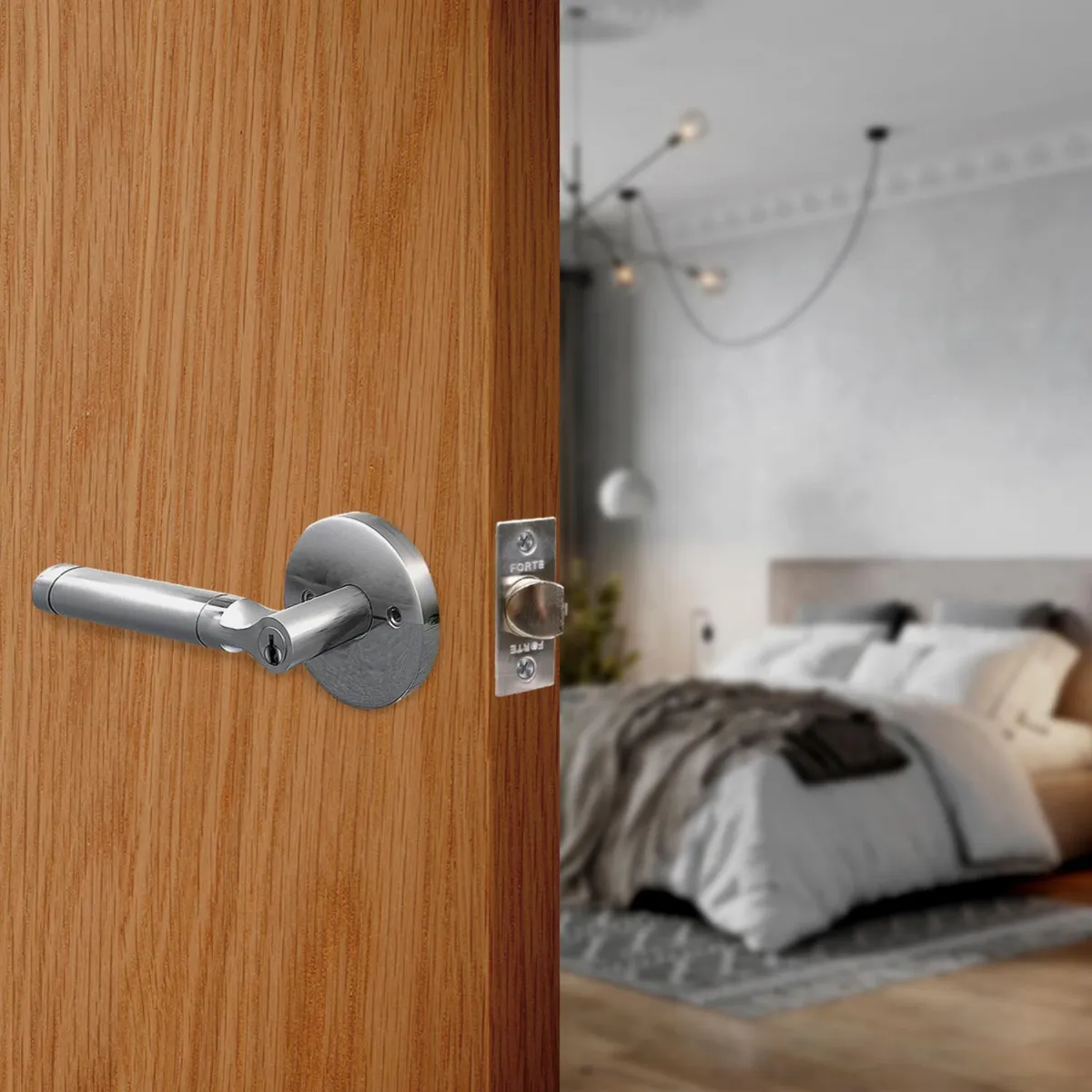 FORTE - Cerradura de Manija Dormitorio Redonda Acero Inoxidable