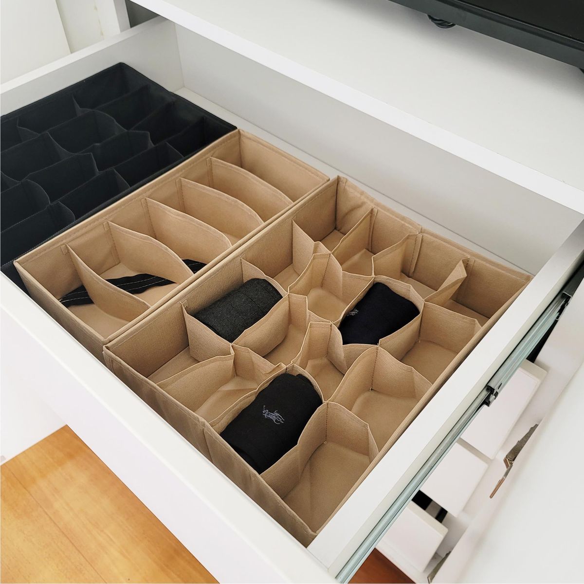 RAPALLO - Organizador de Ropa de Tela 16 Divisiones Beige