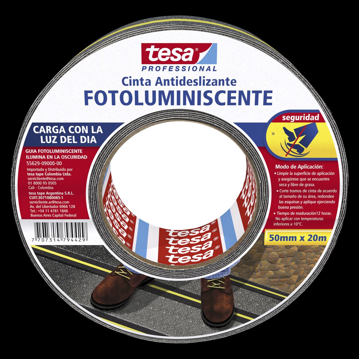 TESA - Cinta Antideslizante Fotoluminiscente 50 mm x 20m