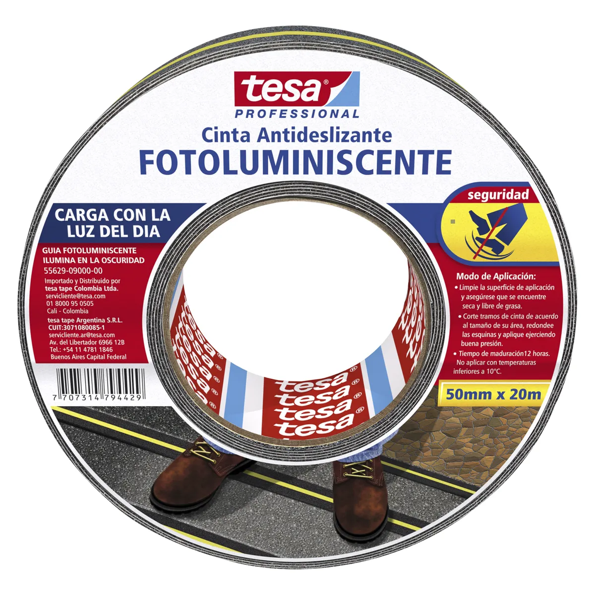TESA - Cinta Antideslizante Fotoluminiscente 50 mm x 20m