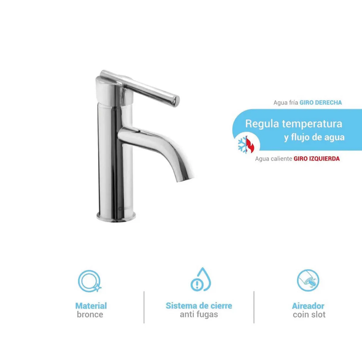 ITALGRIF - Llave de Lavatorio Mezcladora Monocomando Baja Punta Cana