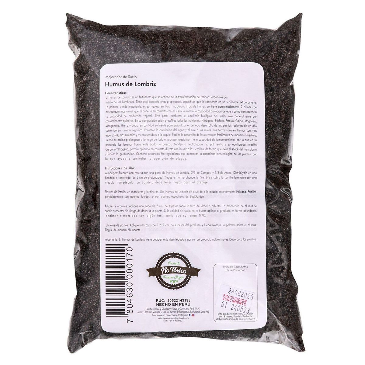 BEST GARDEN - Mejorador de Suelo Humus de Lombriz 1kg Abono 16 cm21 cm4 cm