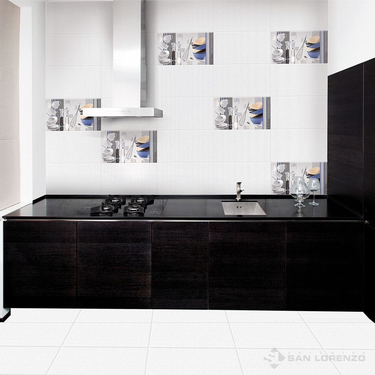 SAN LORENZO - Cerámica Blanco 46x46 Decoradas Mate 2.08 m2