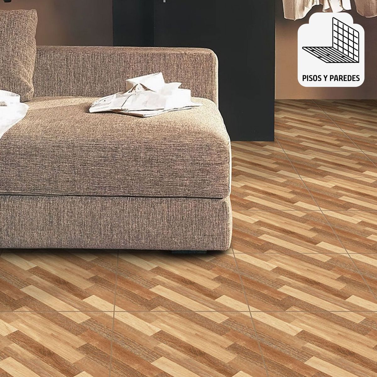 SAN LORENZO - Cerámica Madera Lorenzo Marron Maderado 45x45 cm 2.08m2 para piso