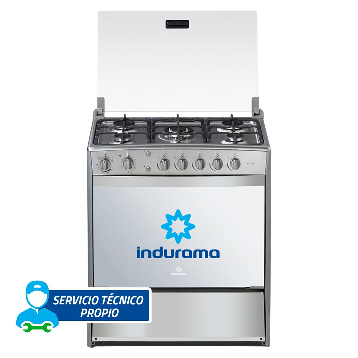 INDURAMA - Cocina Indurama a Gas 5 Hornillas Varese Quarzo Croma