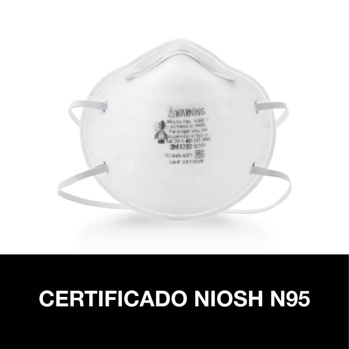 3M - Respirador para Partículas y Polvo 8200 N95 3M x 6 unid.