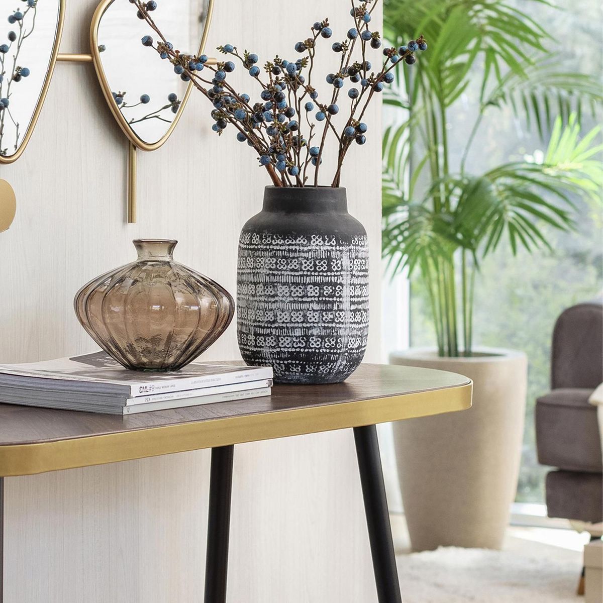 JUST HOME COLLECTION - Maceta Grafiato Conico Color Granito 34x48x