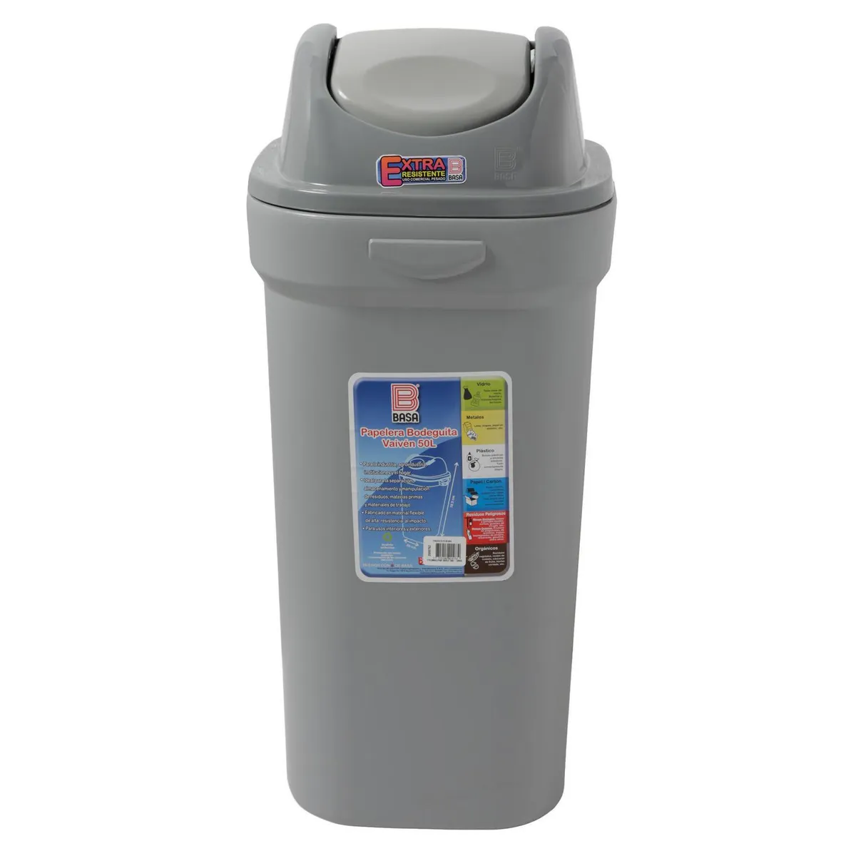 BASA - Papelera de Polietileno Basa Gris 50L