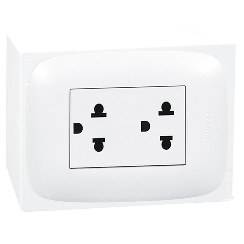 BTICINO - Tomacorriente Doble P/T Domino Sencia Blanco Bticino