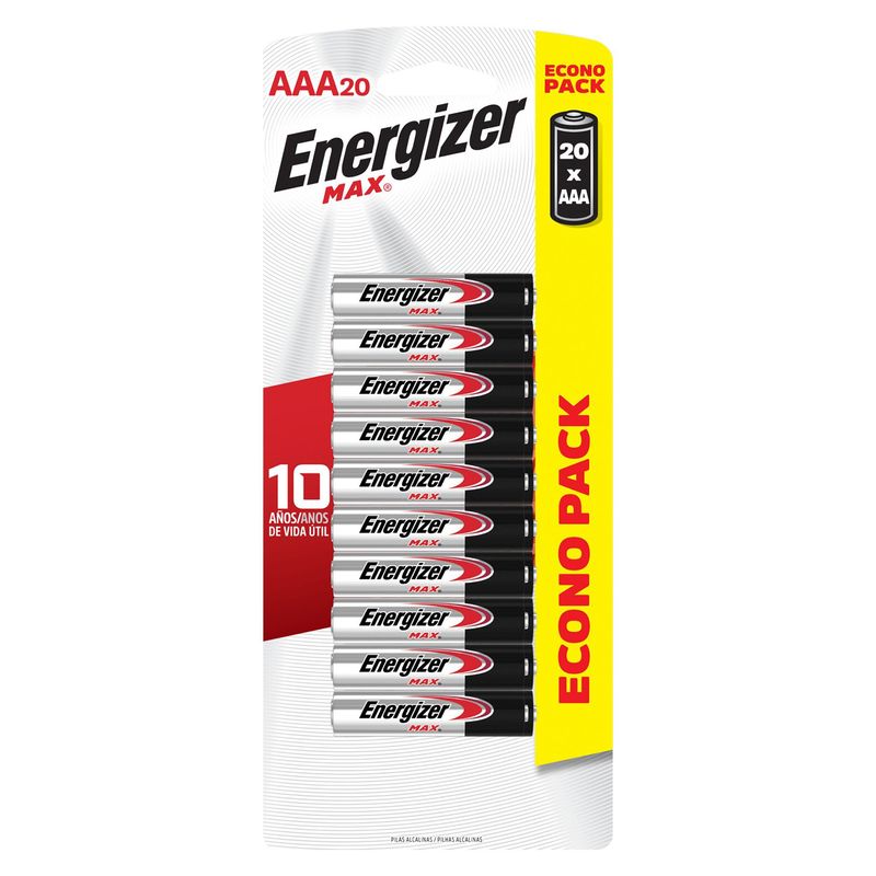 ENERGIZER - Pack de 20 pilas alcalinas AAA 1.5V Energizer