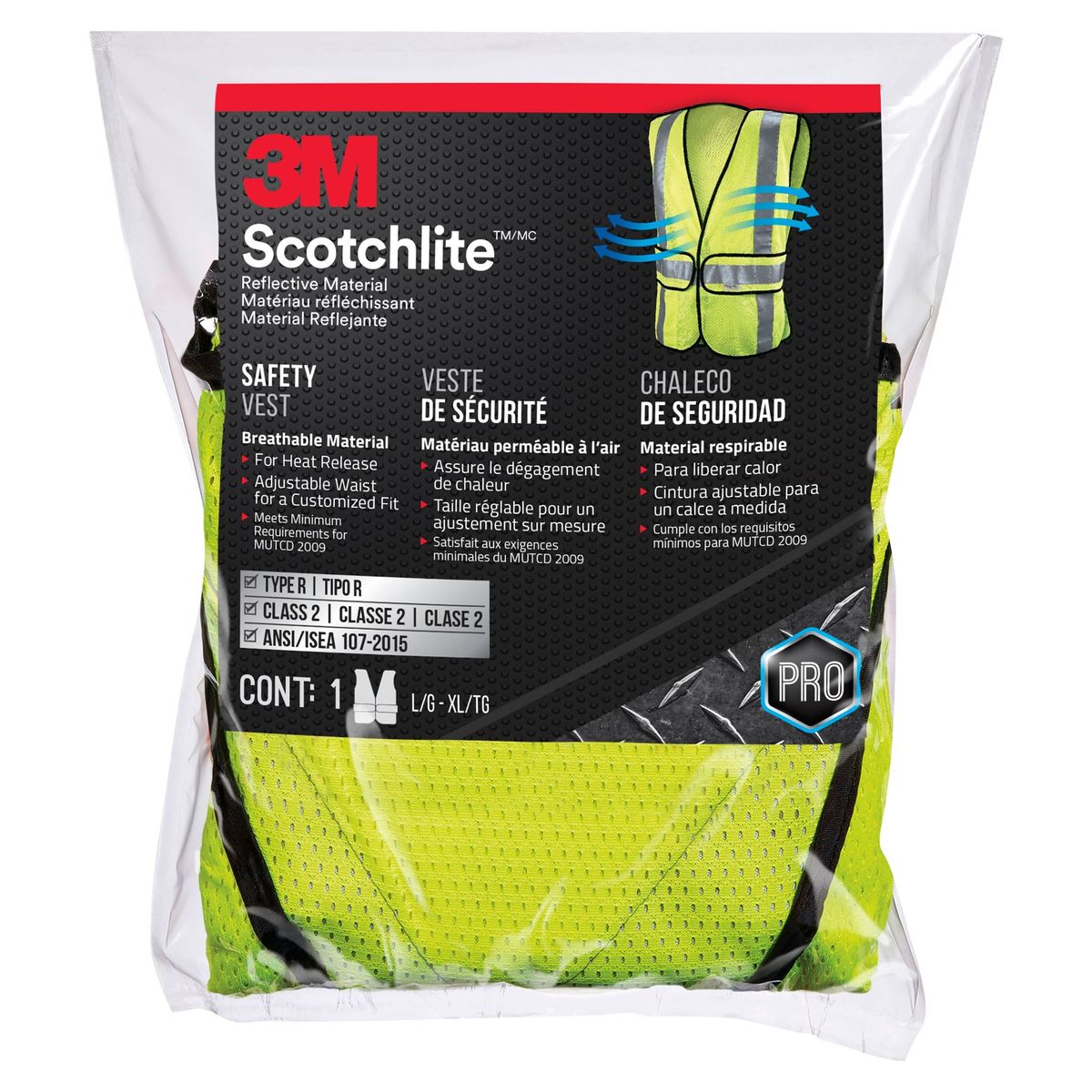 3M - Chaleco Reflector Clase 2 Amarillo Estándar