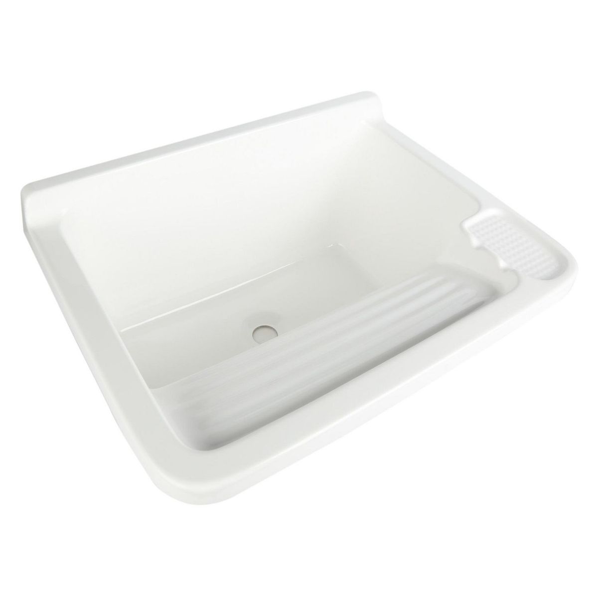 AQUALUX - Lavadero de Ropa de Fibra de Vidrio con Escurridero Una Poza 60x45x26cm