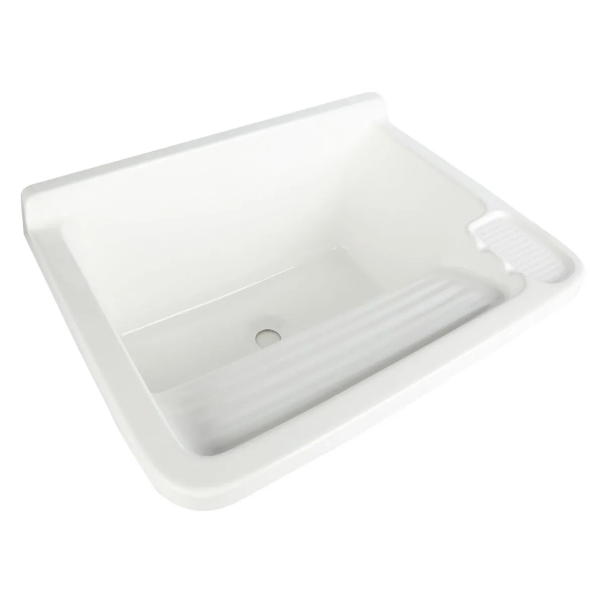 AQUALUX - Lavadero de Ropa de Fibra de Vidrio con Escurridero Una Poza 60x45x26cm