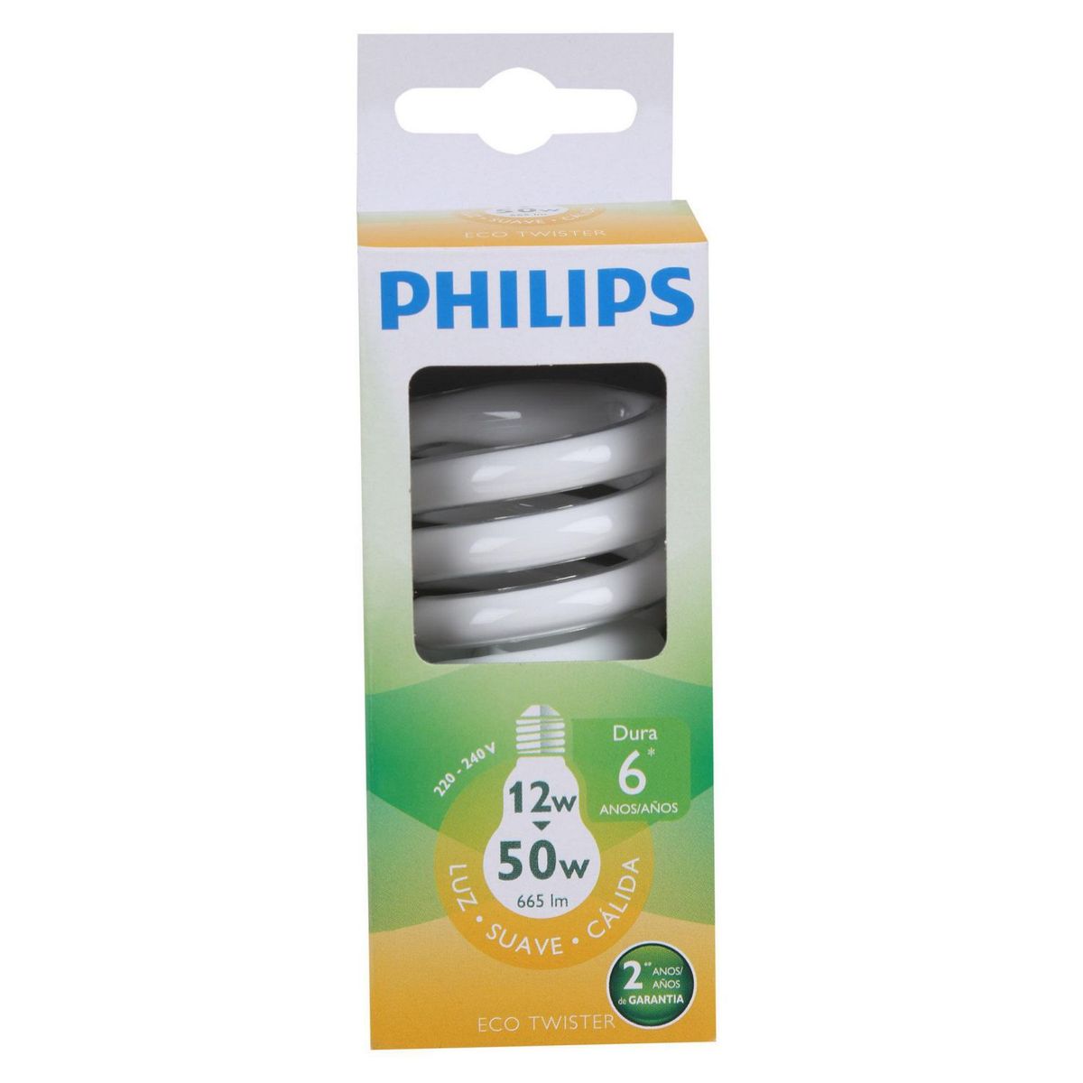 PHILIPS - Foco Ahorrador Mini Espiral E27 12W Luz Amarilla