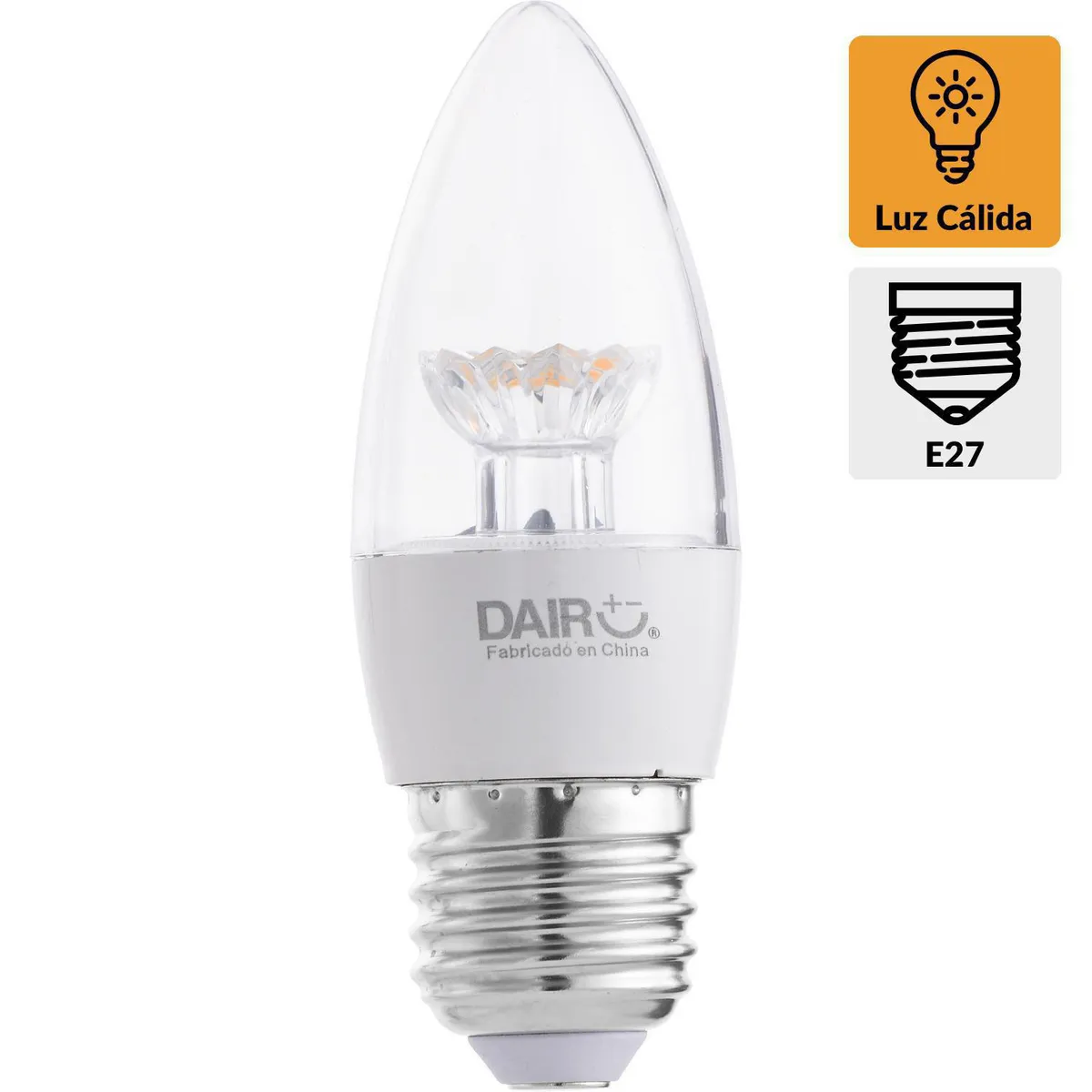 DAIRU - Foco LED Vela 5W E27 Luz Amarilla