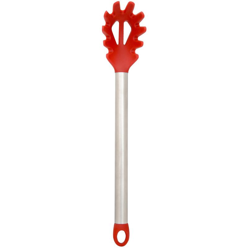 JUST HOME COLLECTION - Cuchara Pasta Acero Mango Rojo