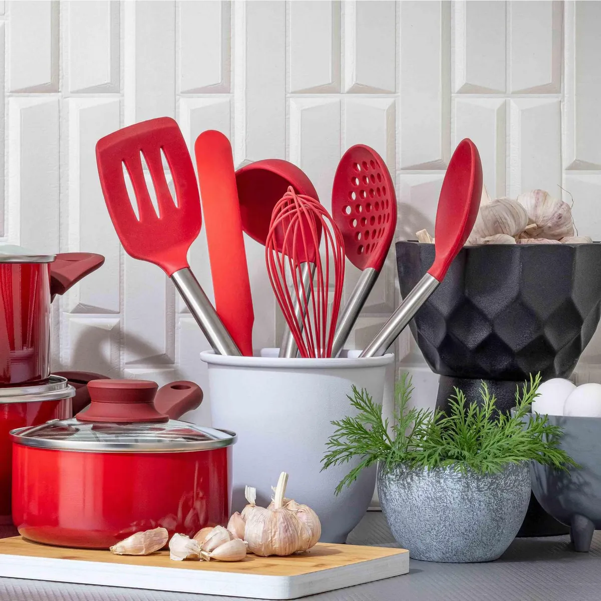 JUST HOME COLLECTION - Cuchara Acero Mango Rojo