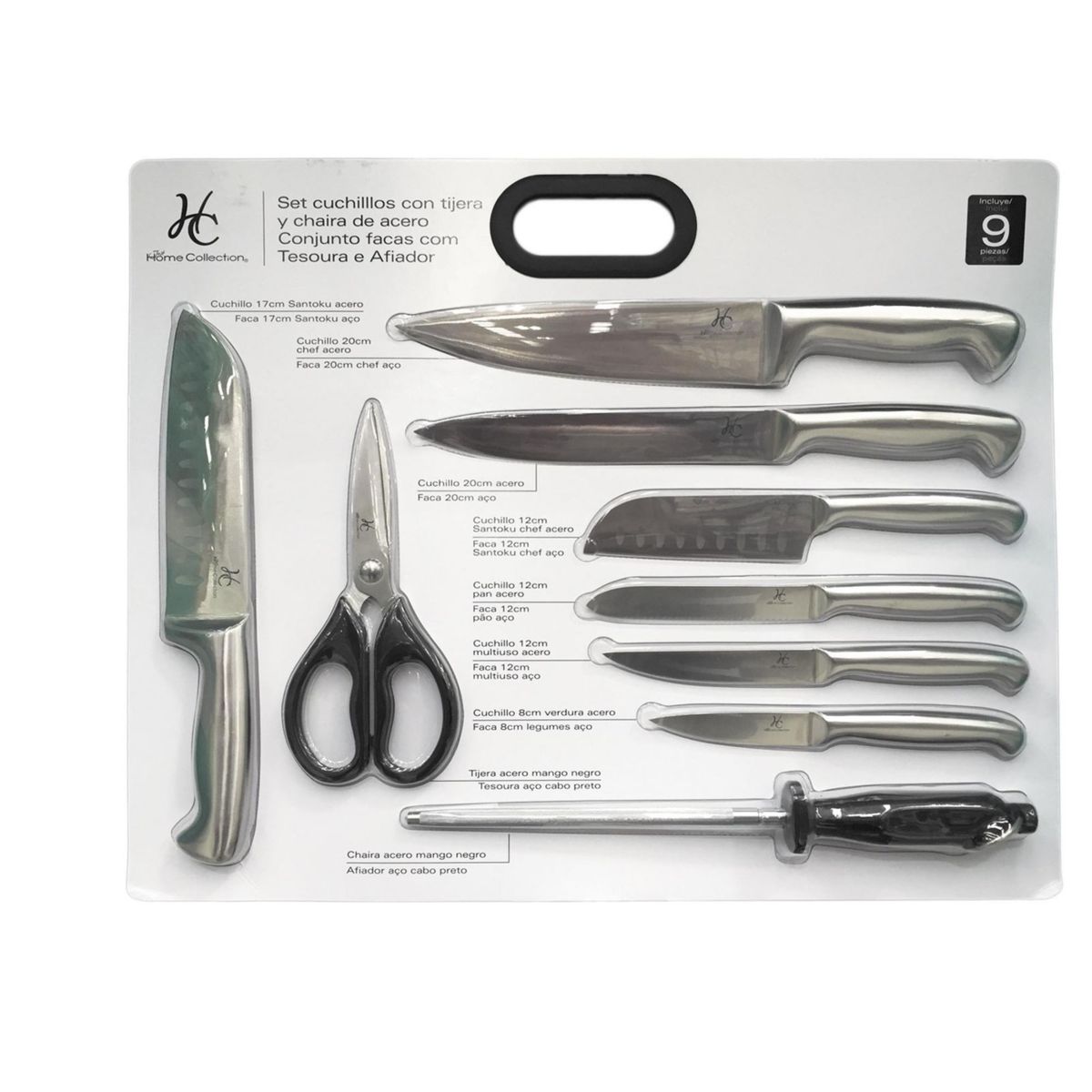 JUST HOME COLLECTION - Set x9 cuchillos de acero inoxidable