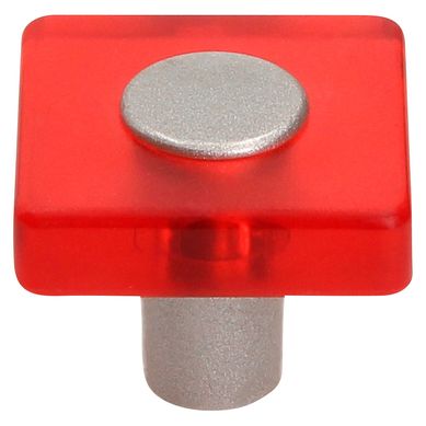 Tirador Perilla Cuadrada Metacrilato Rojo