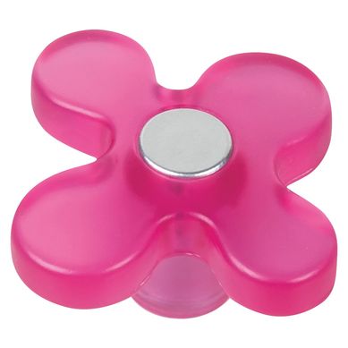 Tirador de Perilla Flor Plstico ABS Magenta Cromo Mate 43 mm.