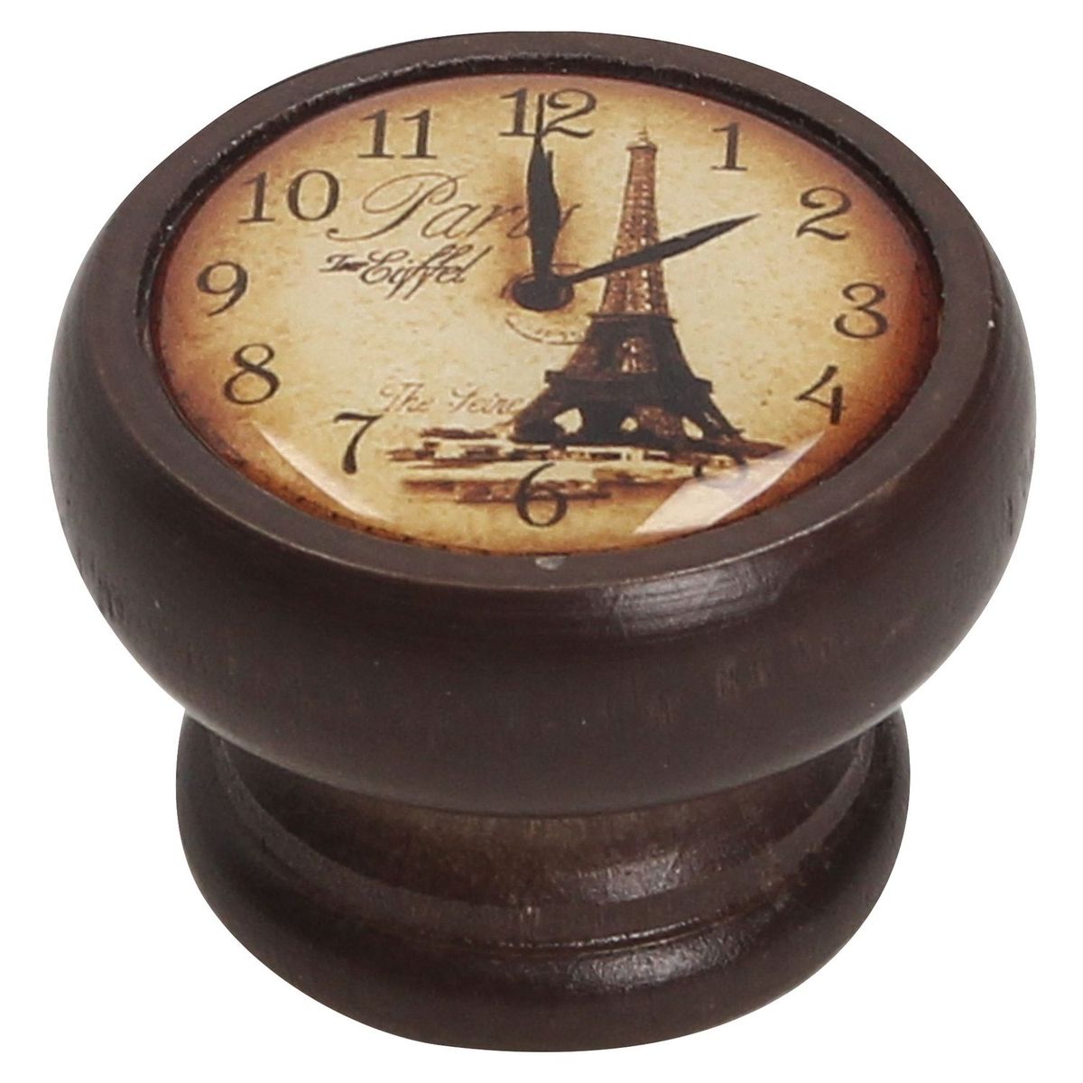 FIXSER - Jalador de Perilla Madera Nogal Reloj Eiffel 40 mm