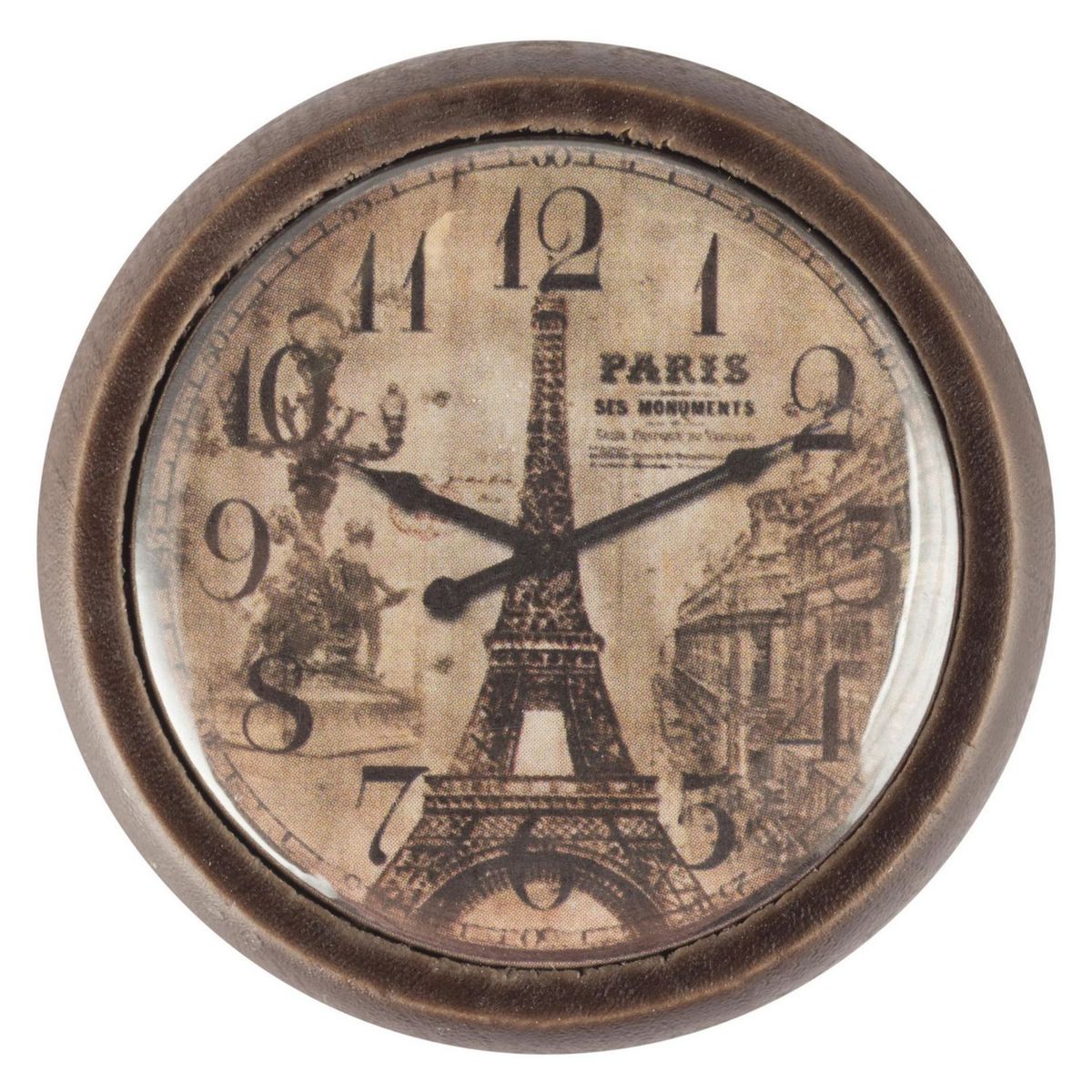 FIXSER - Jalador de Perilla Madera Nogal Reloj Eiffel 40 mm