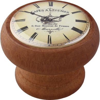 Tirador de Perilla Madera Tinte Miel Reloj Caf 40 mm.